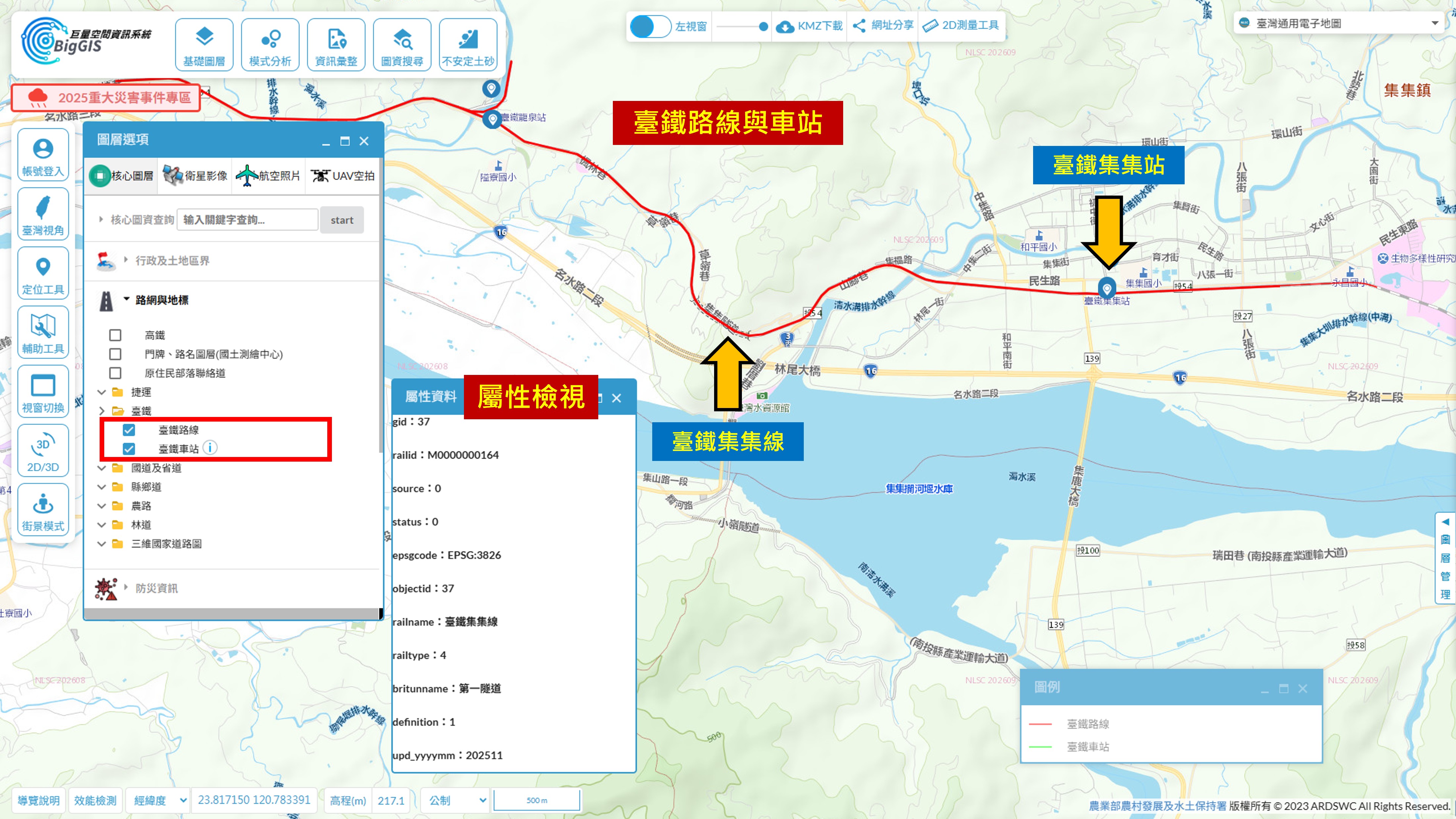 【圖3】臺鐵路線與車站(以臺鐵集集線為例)
